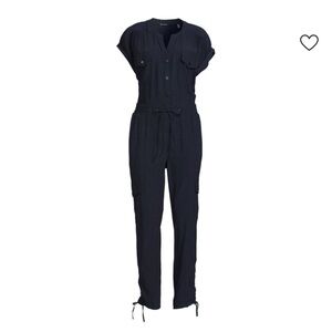 59. ELIE TAHARI $395 Belted Ankle Jumpsuit in navy blue
